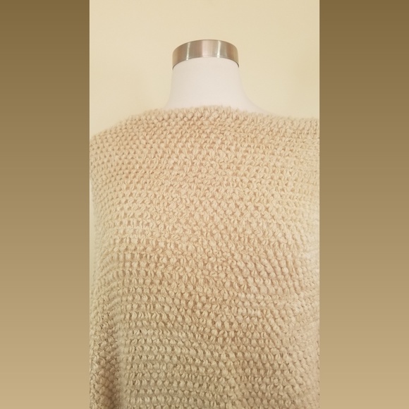 Beige Soft Fringe Poncho Caplet One Size - Picture 4 of 6